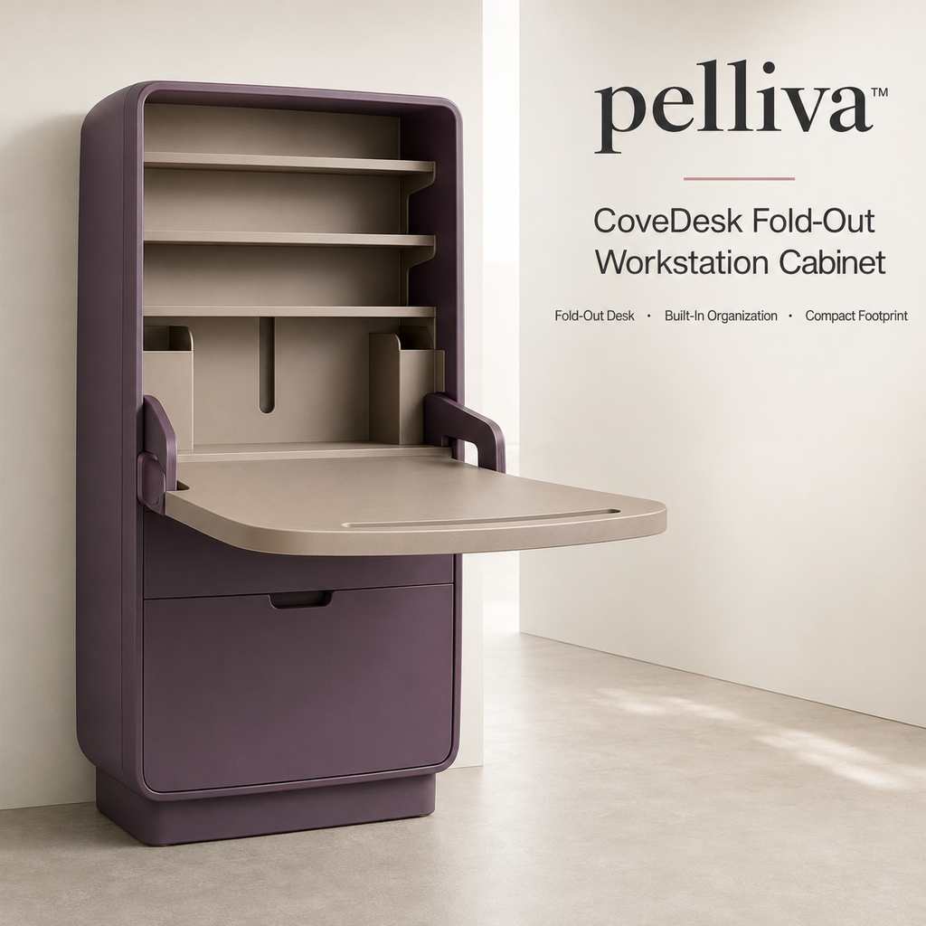 pelliva™ CoveDesk Fold-Out Workstation Cabinet
